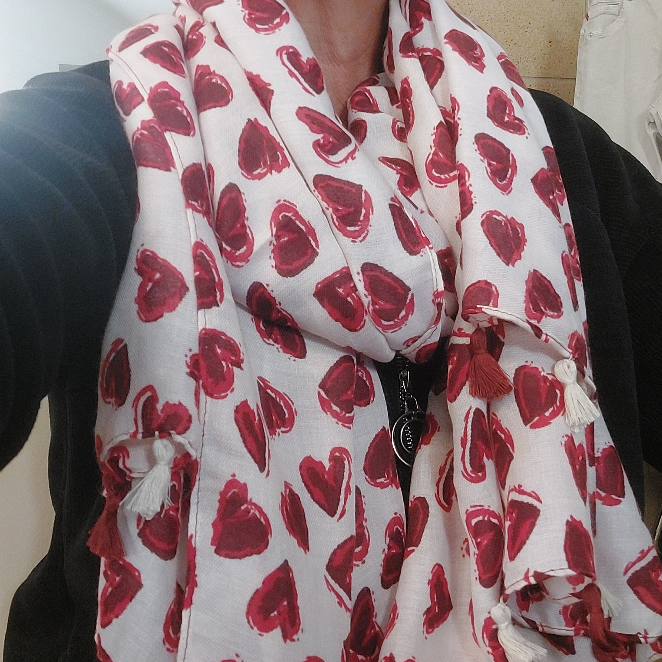Foulard Coeur - Écharpe Romantique Femme Viscose Coton