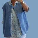 Gilet GORO sans manches femme ciel esprit laine bouillie style bomber oversized