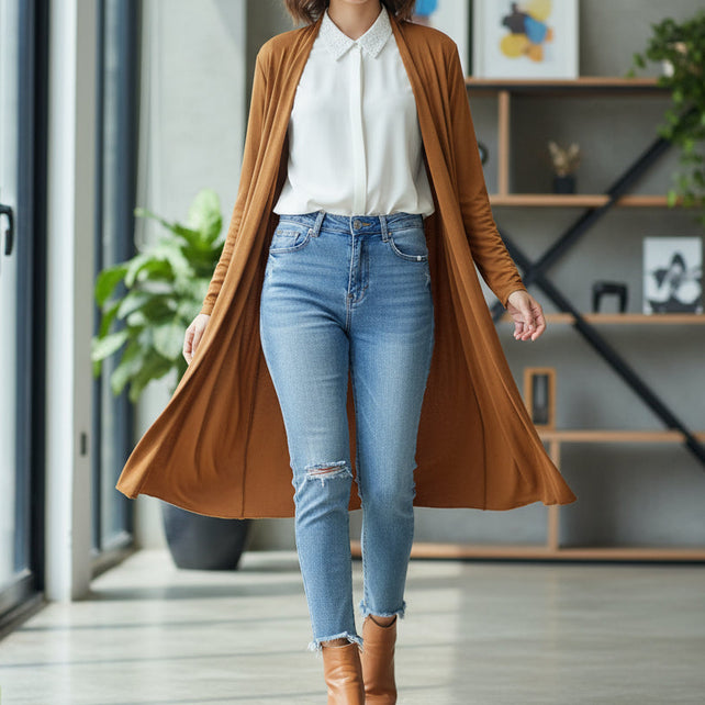 Gilet Long DANDI - Maille Jersey Extensible Femme