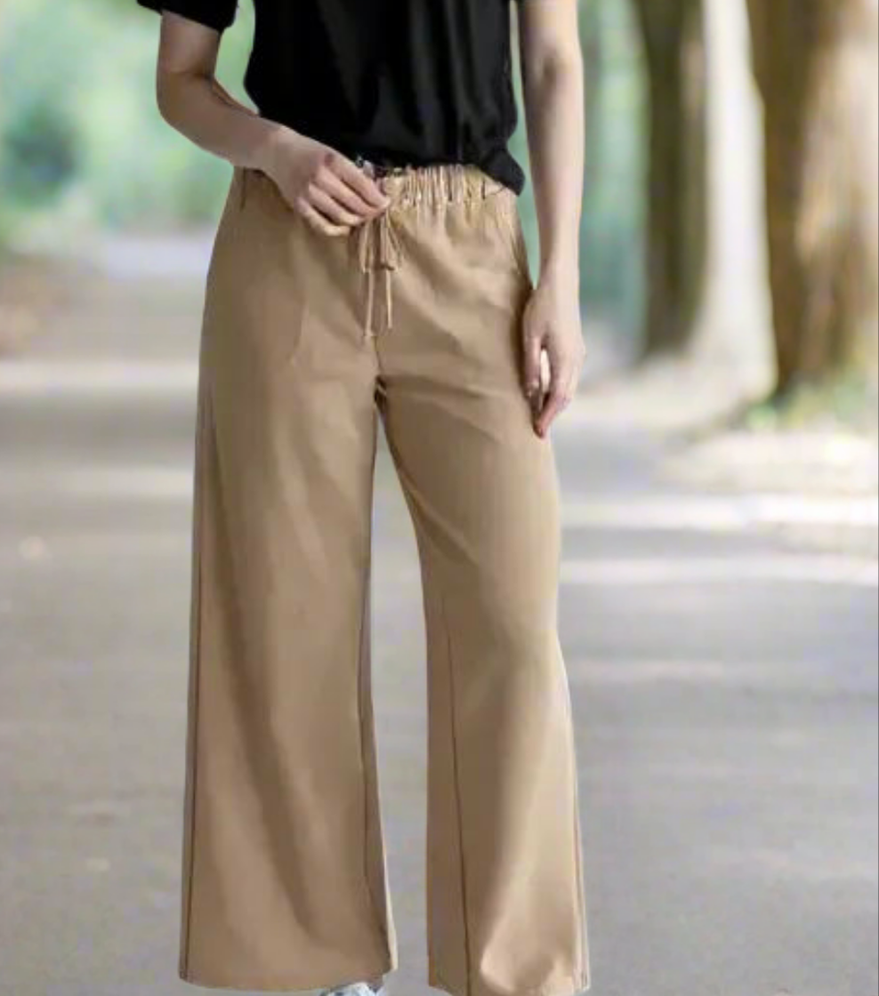 Pantalon MARA - Coupe Palazzo Large et Fluide en Jersey Viscose