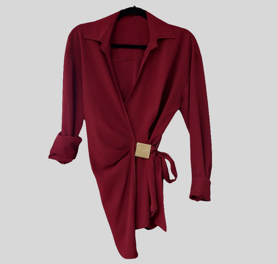 Chemisier LAKE Cache-Cœur Femme | Fluide & Élégant | Boucle Dorée