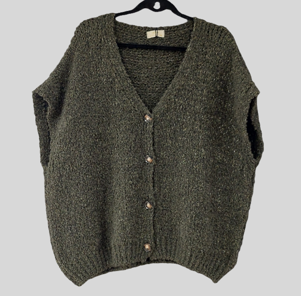 Gilet BERNY - Gilet Cocooning Femme Maille Souple Fil Or