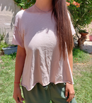 Tee-shirt col rond et dos nu en coton vieux rose sur Carry le rouet