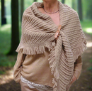 Châle PONCH Maille Fantaisie Fil Doré - Étole Femme Triangle avec Ceinturon - Taille Unique