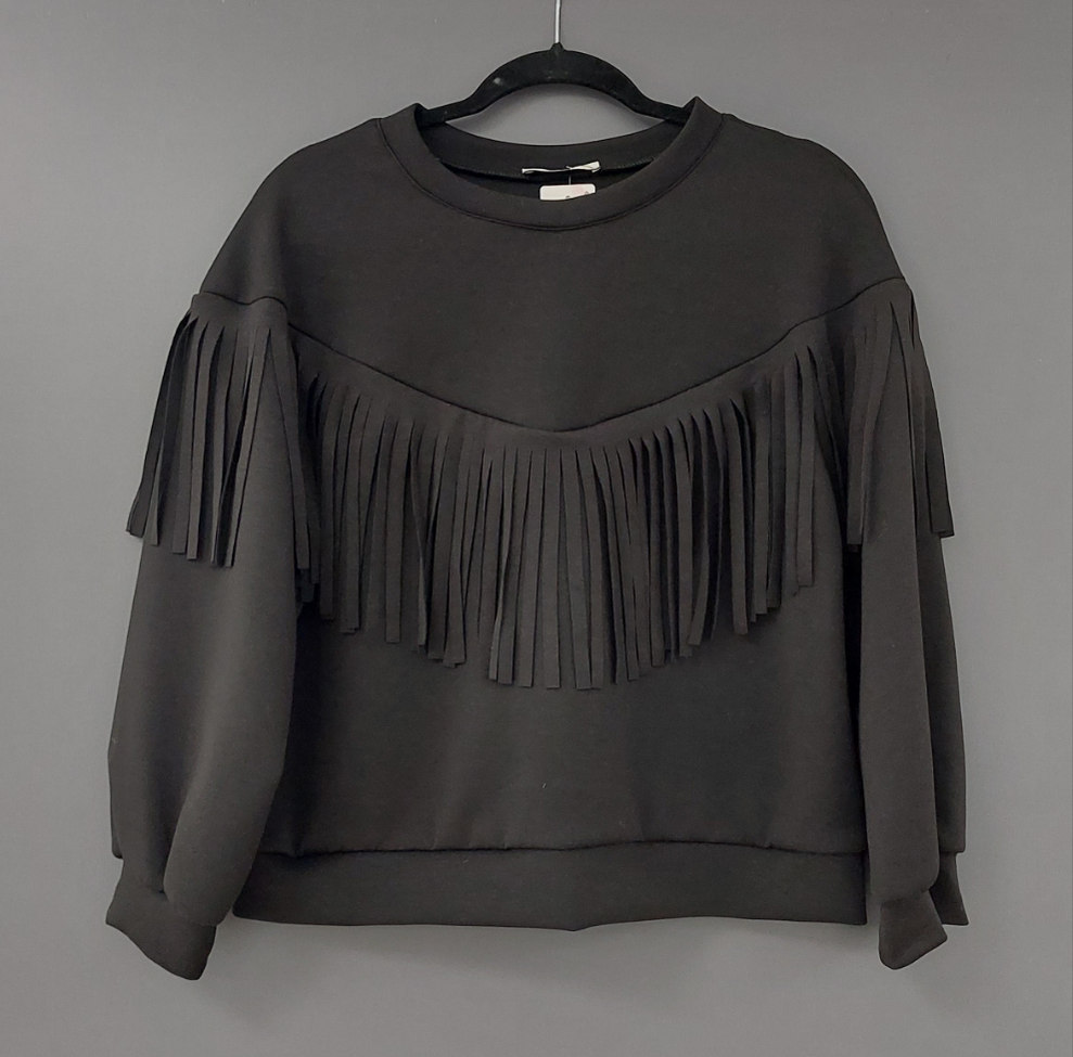 Sweat DOLE Femme à Franges Style Cowgirl - Col Rond Manches Longues - Taille 34/42