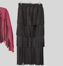 Jupe Longue MONICA Suédine à Franges - Taille Élastiquée 34/40 - Style Bohème Chic