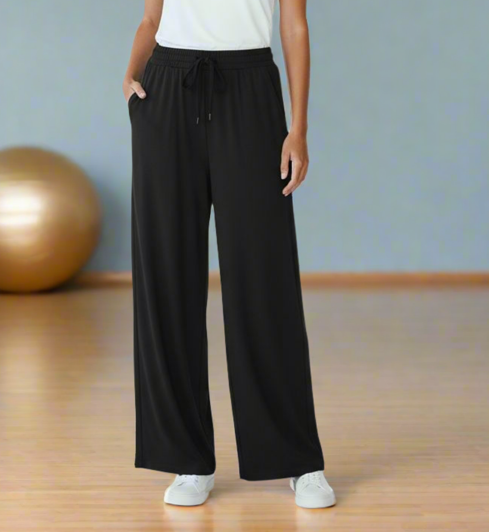 Pantalon MARA - Coupe Palazzo Large et Fluide en Jersey Viscose