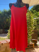 INEVA-MUST HAVE-ROBE COULEUR ROUGE-ROBE BRETELLES CROISEES DOS-ROBE AMPLE UNIE-ROBE UNIE PAS CHERE-ROBE POLYESTERE-ROBE COURTE BRETELLES SUR CARRY