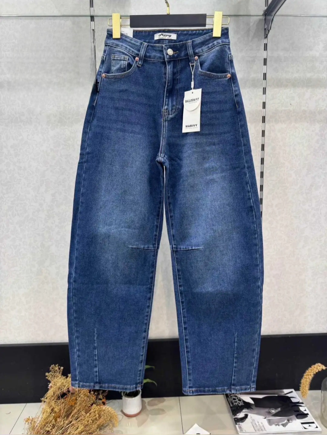 Jean John balloon fit - denim taille haute coupe ample confortable bleu