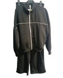 Ensemble jogging ERWAN noir sur cintre : veste zippée et pantalon droit en viscose polyester, taille unique 36-44