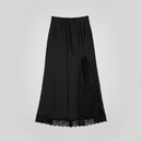 Jupe longue Alexa noire - jupe satinée fendue dentelle chic soirée femme 