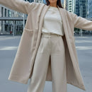 Manteau kimono Marceau crême - Détail manches raglan et poches