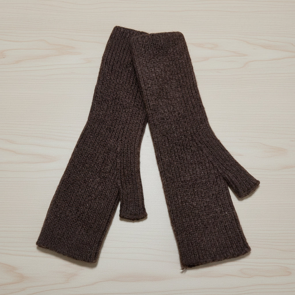 Mitaines longues Lume coloris chocolat sans doigts extensibles