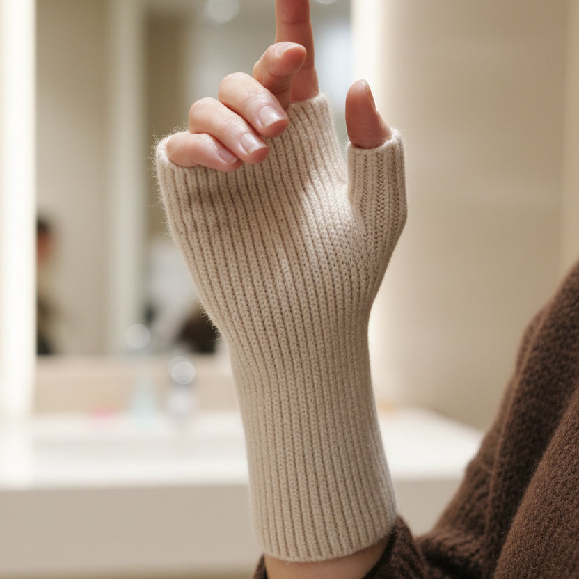 Mitaines Longues Lume Maille Serrée - Sans Doigts Sequins Extensibles