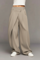 Pantalon Izzy - Pantalon Fluide Portefeuille Taille Élastique Jambes Évasées