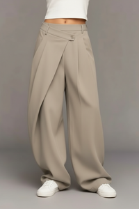 Pantalon Izzy - Pantalon Fluide Portefeuille Taille Élastique Jambes Évasées