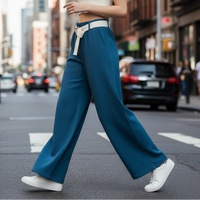 Pantalon Jordano – Jean Souple Coupe Droite Taille Élastique Ceinture Sangle