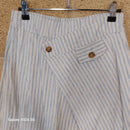 Détail coupe portefeuille pantalon Mao rayé coton lin - ineva
