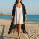Paréo Poncho Plage Celia — Filet Irisé Franges Femme