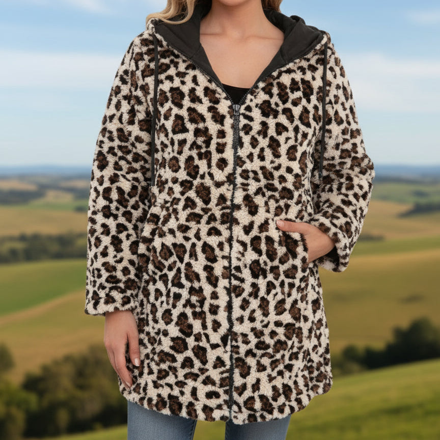 Parka Réversible Macha - Noir & Léopard Effet Fourrure