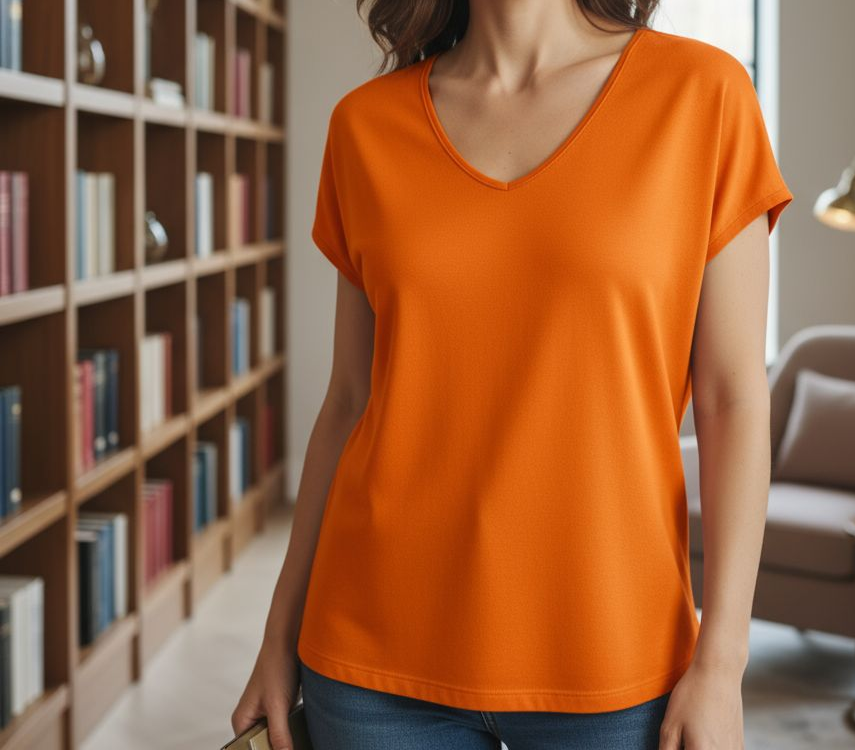 Top KIO Col V Femme | Maille Fine Viscose | Sans Manches Fluide