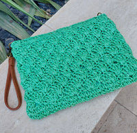 INEVA-POCHETTE-PAPIER-PAILLES-VERT-FERMETURE ZIP