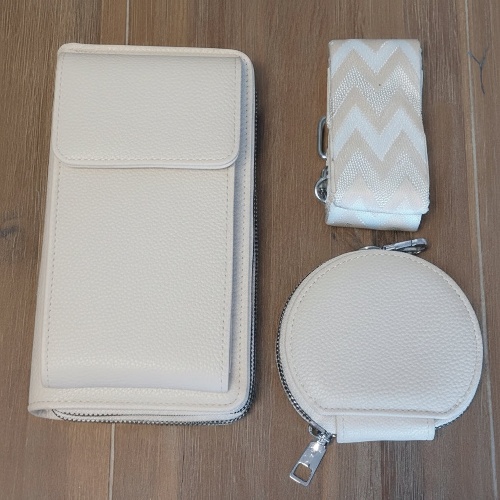 Pochette Téléphone Compas 3-en-1 - Compagnon Bandoulière avec Porte-Monnaie