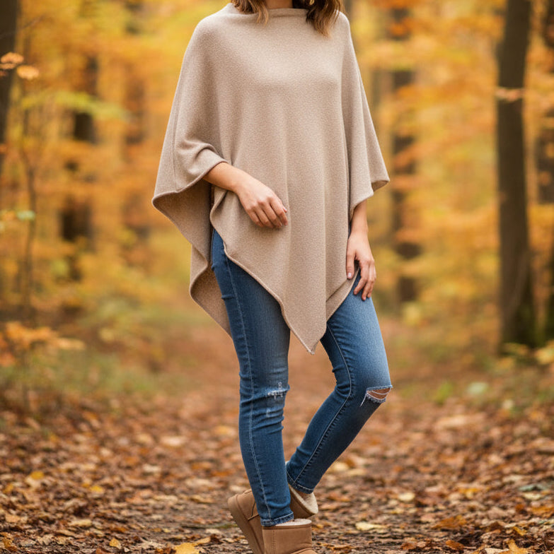 Poncho Zakaria - Maille Stretch Élégant Col Bateau Taille Unique 34/48