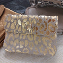 Portefeuille Vendasléo nubuck beige motif léopard or - format compact sur carry le rouet