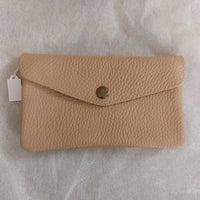 Portefeuille femm RABAT cuir grainé beige  fermé - Vue principale texture cuir naturel