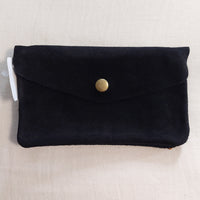 Portefeuille Tomar.n coloris noir en cuir nubuck avec compartiments zip et pression