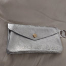 Portefeuille Tomar cuir irisé argent - format compact et style raffiné élégant
