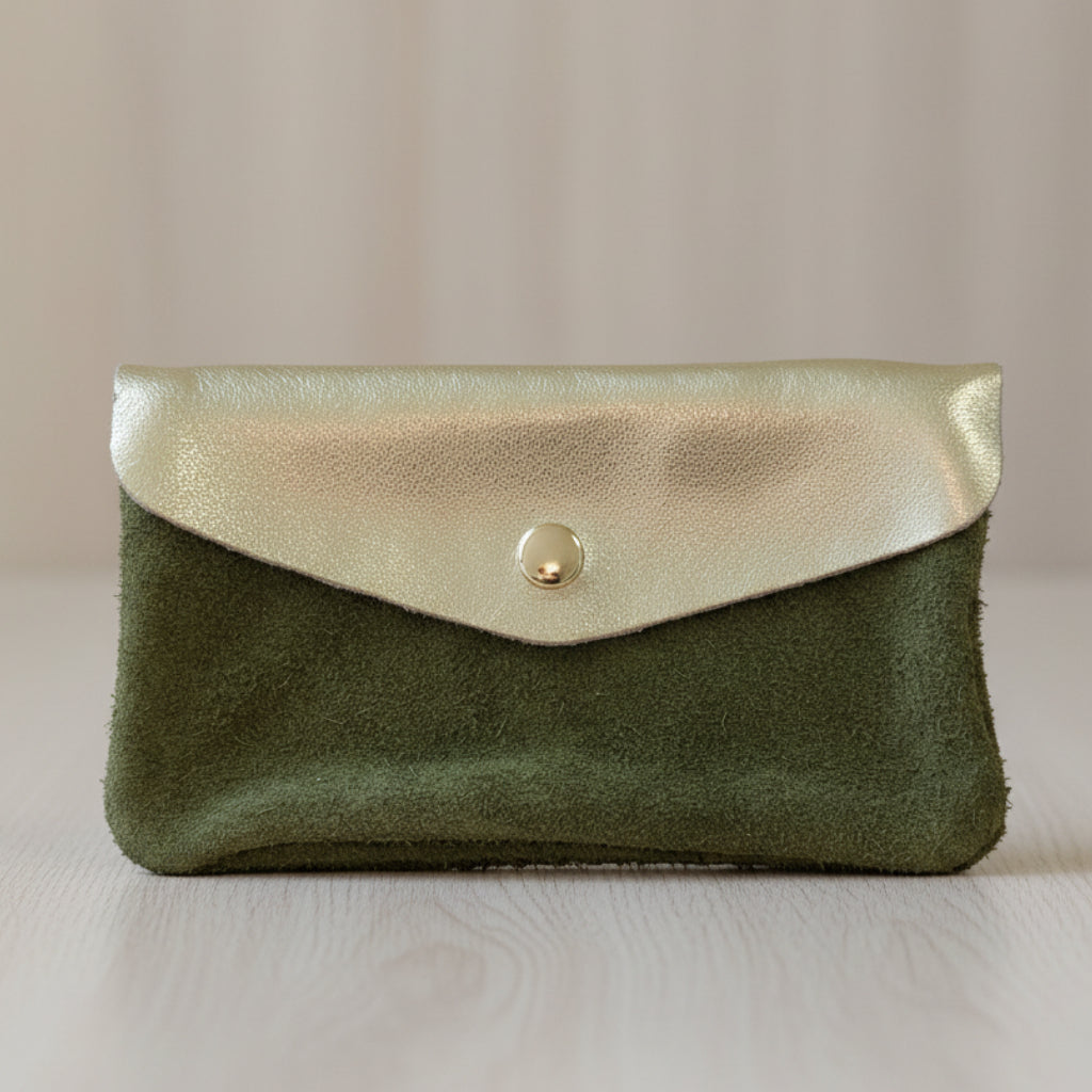 Portefeuille Tomarbi Bi-Matière Nubuck & Cuir Doré - 2 Compartiments