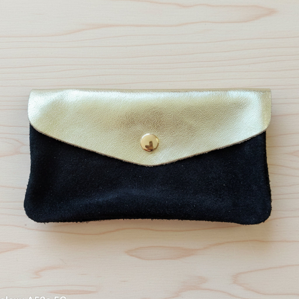 Portefeuille Tomarbi Bi-Matière Nubuck & Cuir Doré - 2 Compartiments