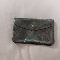Portefeuille Tomari cuir irisé anthracite - 2 compartiments zip et pression