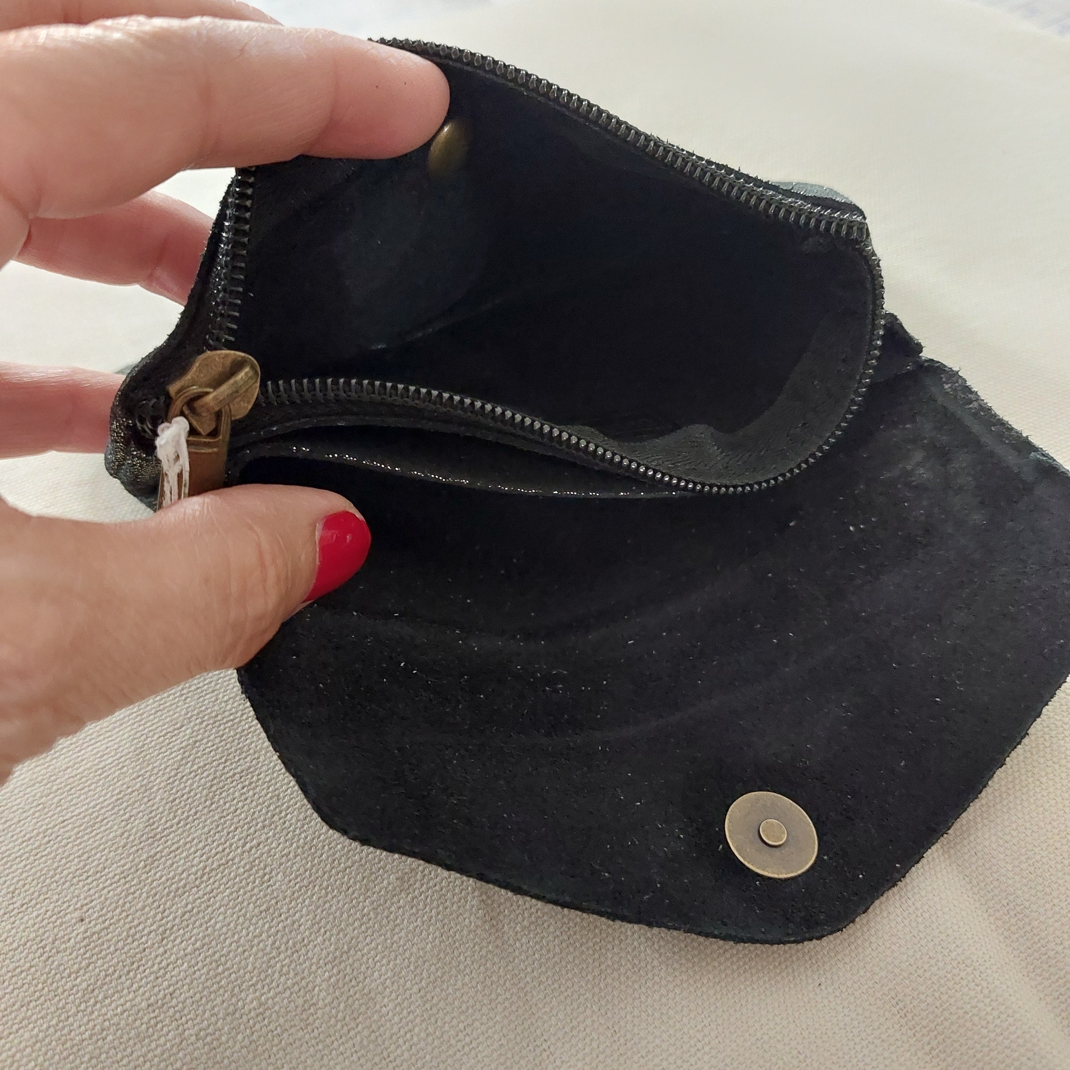 Portefeuille Tomari Cuir Irisé Souple - 2 Compartiments Zip et Pression