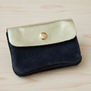 Portefeuille Vendasbi bi-matière coloris noir et or - Nubuck et cuir doré