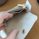Portefeuille Vendasbi ouvert montrant les 2 compartiments zip et pression