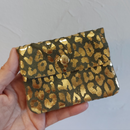 Portefeuille cuir nubuck kaki motif doré - élégance et praticité