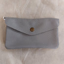 Portefeuille femme RABAT cuir grainé gris - fermé - Vue principale texture cuir naturel