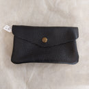 Portefeuille femme cuir grainé noir RABAT fermé - Vue principale texture cuir naturel