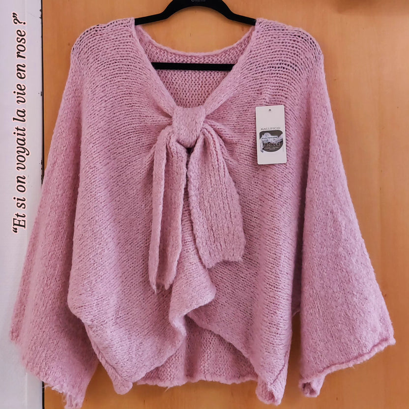 Pull Arthuro - Maille Douce Col Bateau avec Nœud Réversible