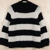 Pull Enzo marine bouclette à rayures - grosse maille douce et chaleur exceptionnelle
