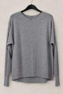 Pull sequins maille fine Felix gris clair, col bateau
