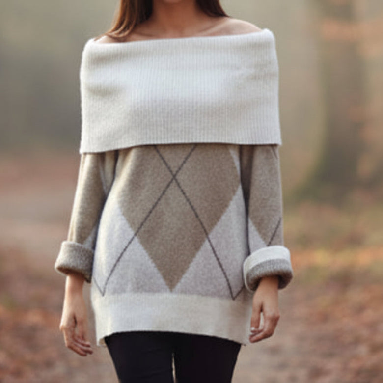 Pull Jacques Jacquard Col Maryline - Motif Géométrique Femme