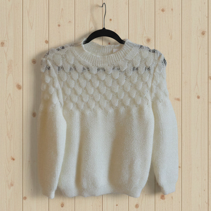 Pull Louis - Pull Femme Doux à Poils Brillants Col Rond Ajouré