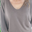 Pull MIREILLE marron chocolat col V oversized modal acrylique femme, best-seller ineva