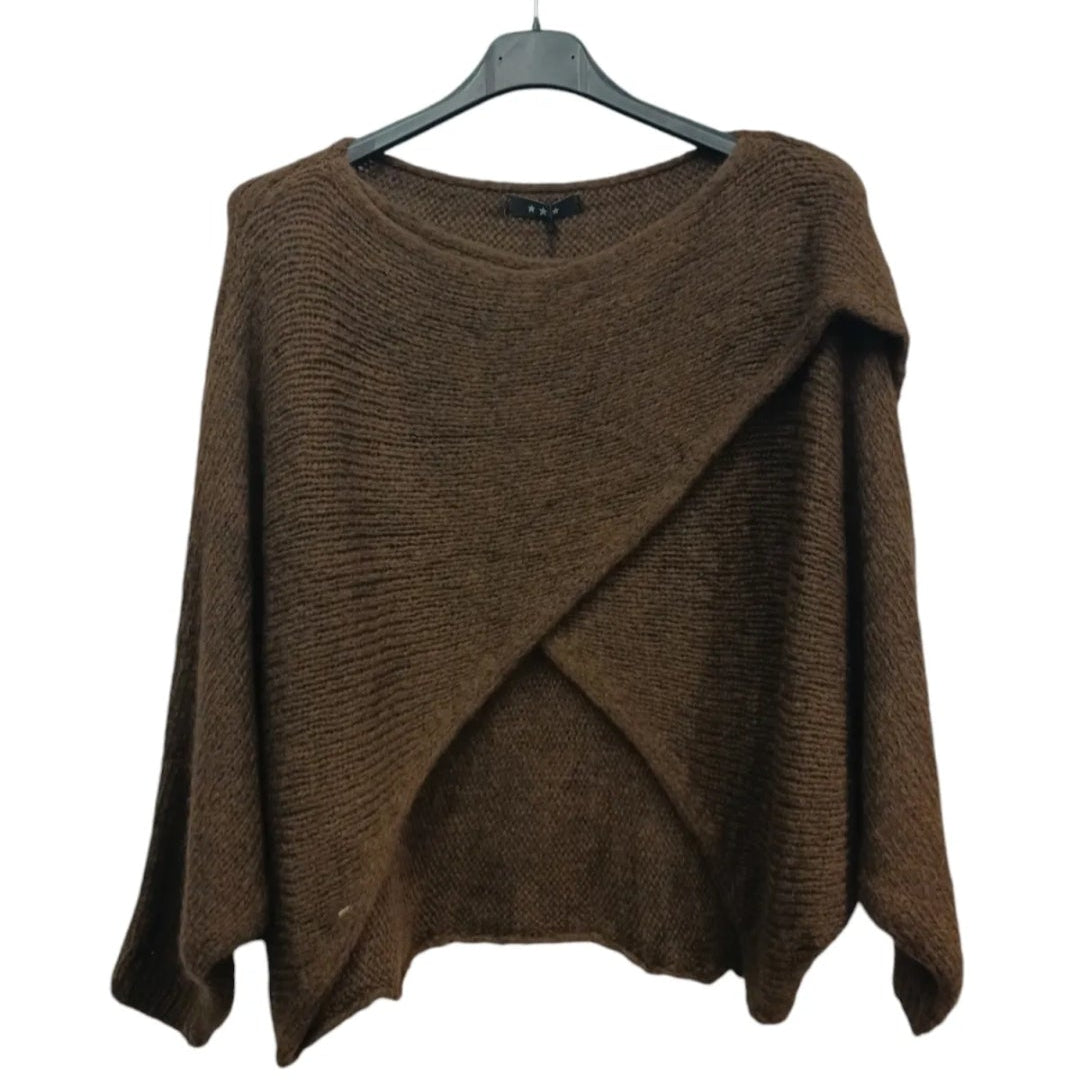 Pull Owen coloris choco femme col bateau manches chauve-souris - Vue produit