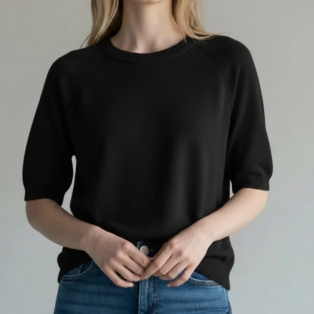 Pull Pola Maille coton – Manches Raglan, Fabriqué en Italie, Taille 36-42