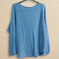 Pull Sandro bleu ciel col V brillant - maille viscose douce et finition lumineuse
